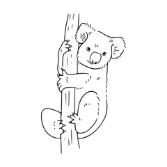 cute koala bear climbing tree outline vector © Zen20