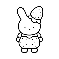 cute rabbit with strawberry cosplay