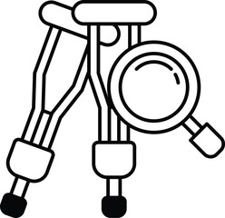 pair of crutches with a magnifying glass on top