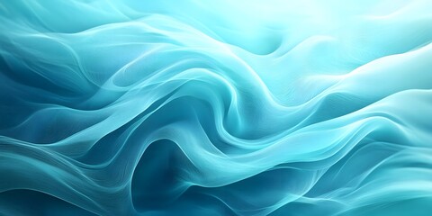 Fototapeta premium Abstract light blue wavy pattern resembling flowing fabric or water creating a dynamic background effect