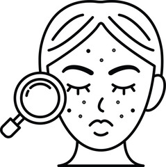 woman face with a magnifying glass on it