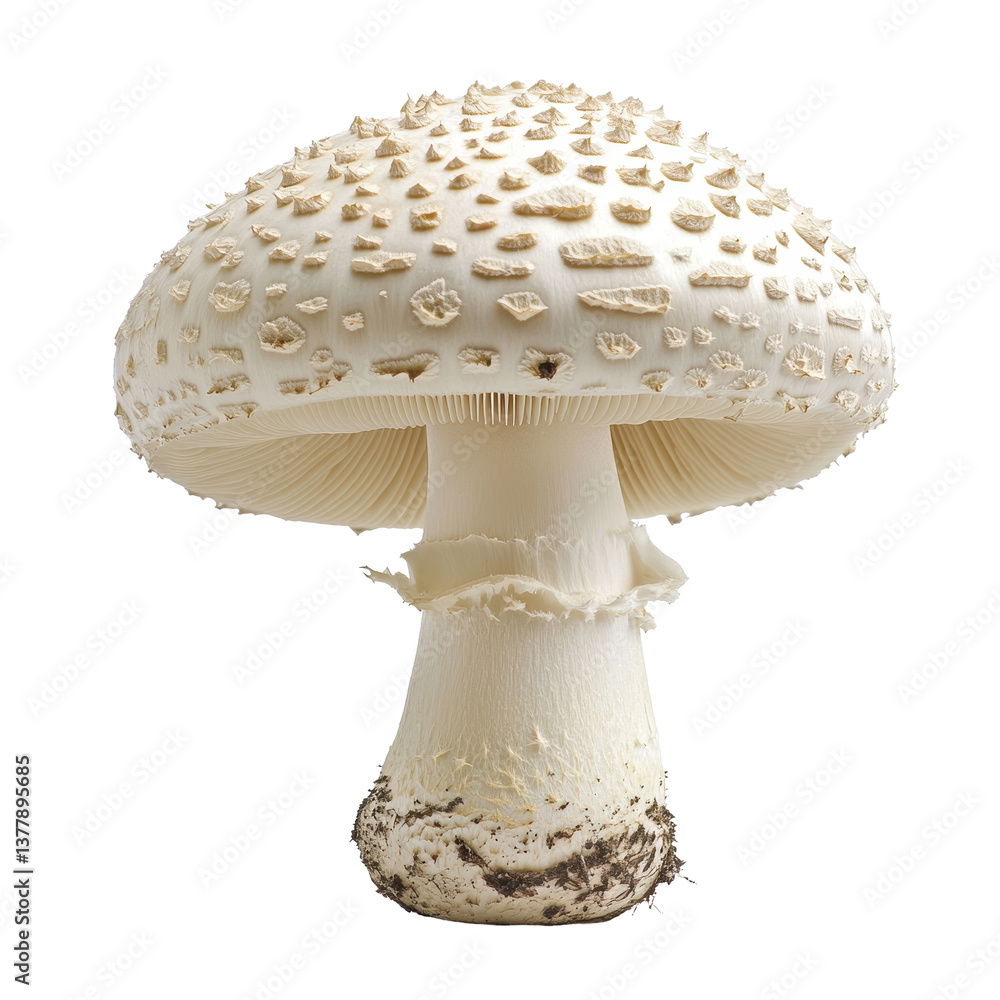 Poster mushroom with textured cap isolated on transparent background showcasing natural features and detail
