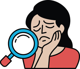 A woman is looking at her reflection in a mirror