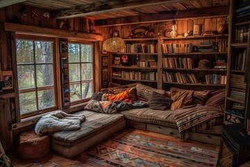 Living room furniture bookshelf bookcase.