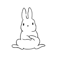 line art drawing of cute bunny