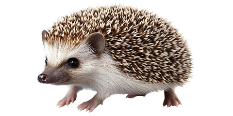 Obraz premium Isolated Photo Of A Cute Hedgehog With Brown And White Spikes On Transparent Background