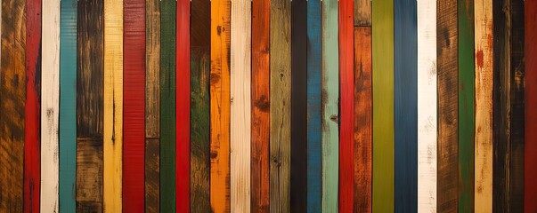 Colorful Wood Plank Wall