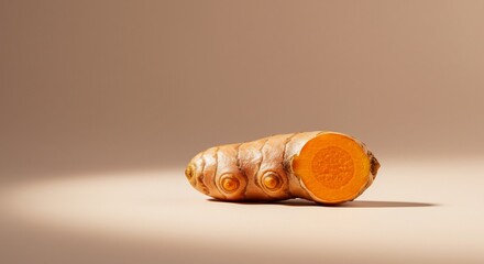 黄金色に輝くウコン、柔らかな光で演出された静物写真