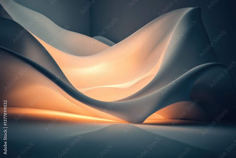 Poster softly illuminated abstract shapes in a serene indoor setting enhance tranquility and warmth