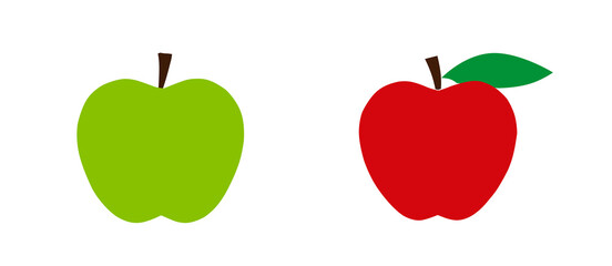 simplified red and green apples isolated on white PNG
