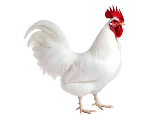 Fototapeta premium Isolated White Rooster Portrait Against Transparent Background Photo