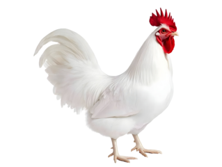 Isolated White Rooster Portrait Against Transparent Background Photo