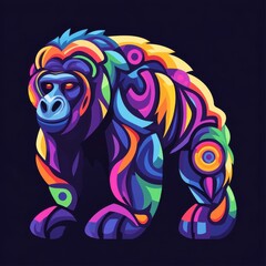 Morphism style gorilla, abstract shapes, smooth transitions.
