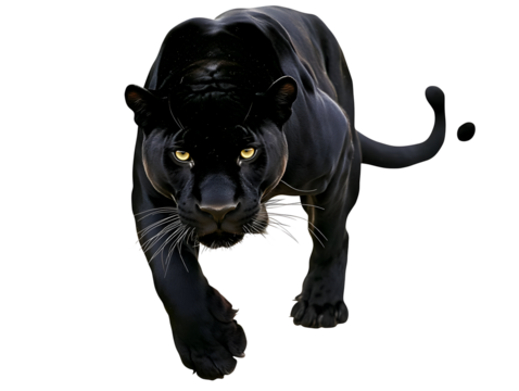 Majestic Black Panther Photo Illustration Against Transparent Background