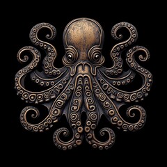Octopus with a detailed textured pattern, emphasizing its unique skin textures and intricate surface details.