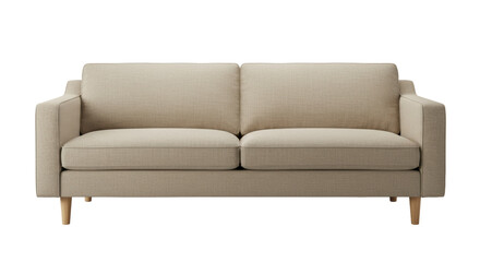 Isolated Beige Sofa with Cushions