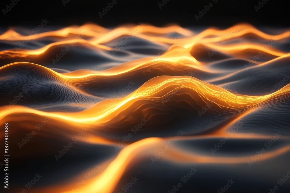 Poster vibrant waves of light create a mesmerizing pattern in dark surroundings