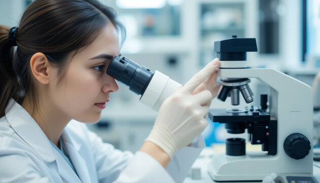 A female scientist focusing on Discovery