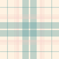 Seamless tartan plaid pattern in soft pastel beige and mint green. Classic checkered textile design for fabric, wallpaper, wrapping paper, and digital backgrounds.	