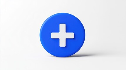 Fototapeta premium 3D Render of a Blue Circle with a White Plus Sign