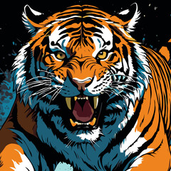 Fototapeta premium tiger head vector art for graphic design purposes