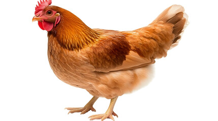 Fototapeta premium Realistic Chicken Isolated On A Transparent Background With Brown Feathers