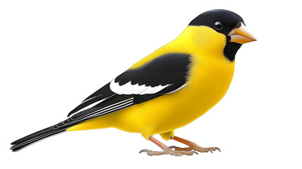 Naklejka premium Realistic Illustration Of A Goldfinch Bird With Yellow Feathers And Black Wings