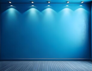 Modern Blue Interior with Spotlights and Wooden Floor