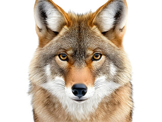 Fototapeta premium Realistic Portrait Illustration Of A Coyote With Transparent Background And Brown Fur