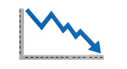 Isolated Blue Decreasing Business Graph with Axis