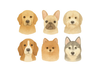 Obraz premium 手描き風の犬のイラストセット