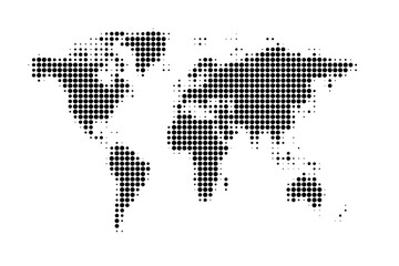 Fototapeta premium World Map in Black Halftone Dots Style