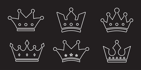 Crown icons, vector set. Crown vector, silhouette, icon. Crown symbol set. King, Princess crowns. Collection of crown silhouette. Vector illustration. EPS 10
