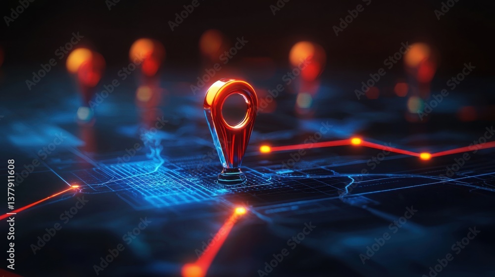 Poster bright red light on a circuit board symbolizing cybersecurity roadmap and alerts for enhanced digita