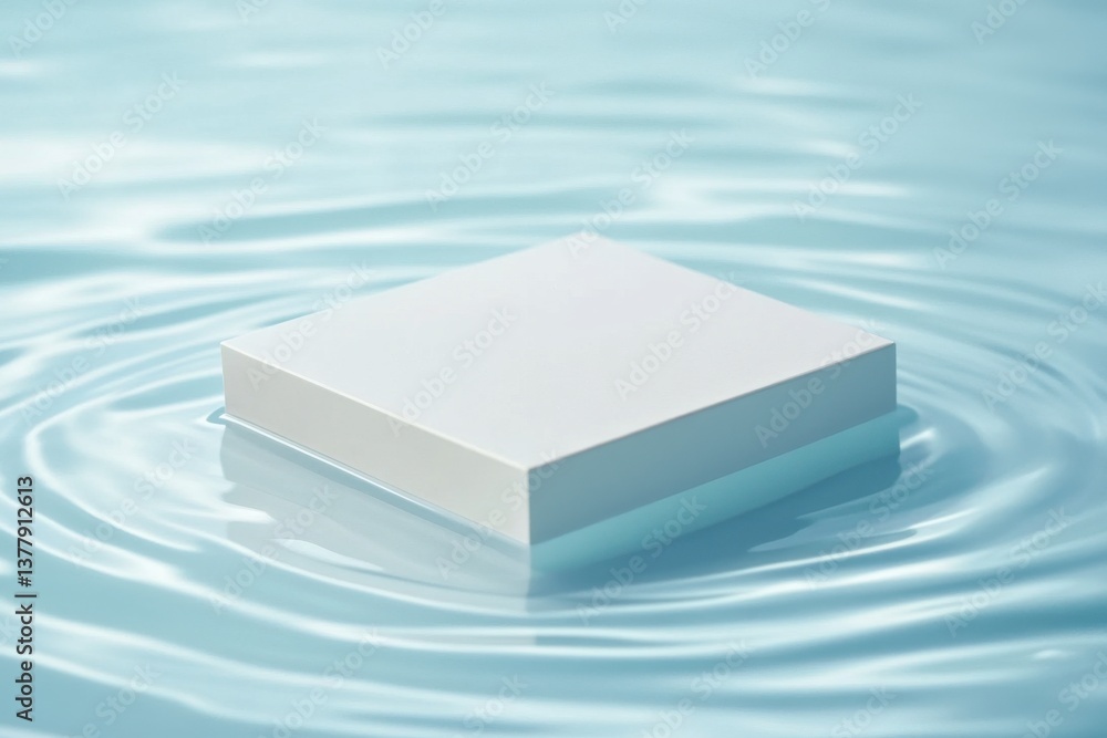 Aufkleber Floating square object on calm water creates a serene and reflective atmosphere in natural light during daylight hours