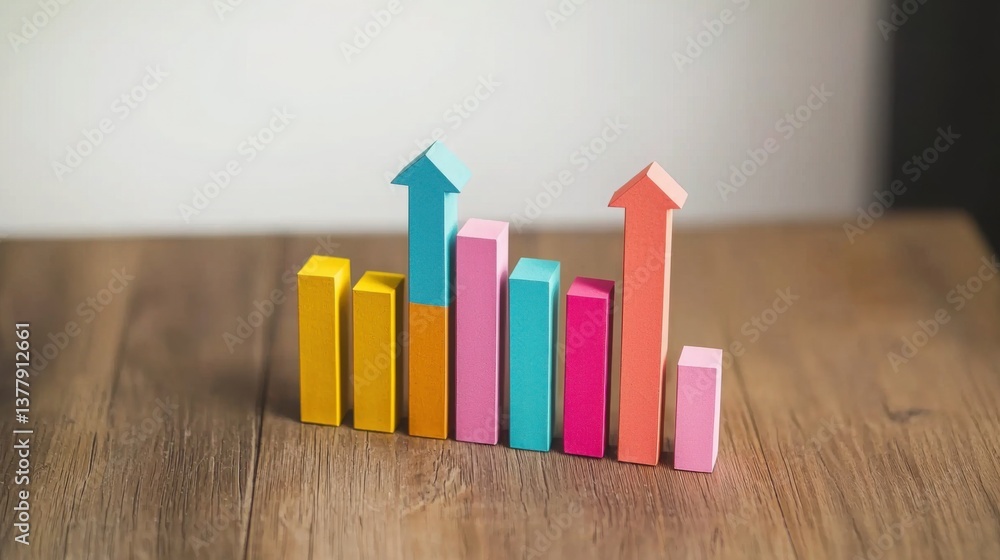 Poster colorful bar chart displaying data visualization trends and insights for business analytics and perf