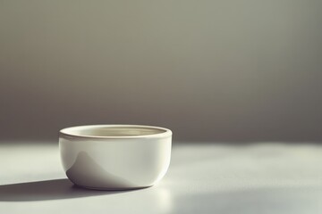 A white ceramic bowl is illuminated by natural sunlight