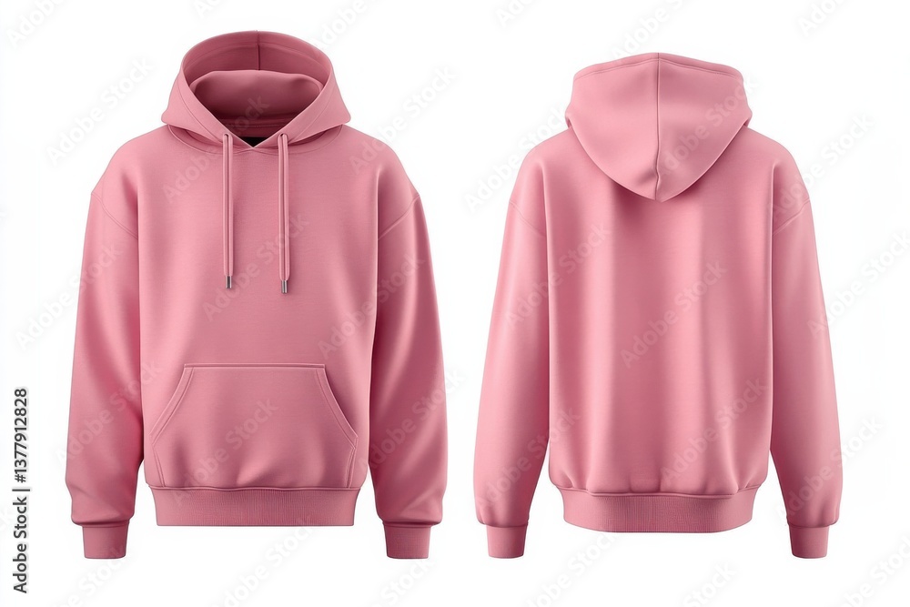 Poster soft pink hoodie displayed from multiple angles showcasing its design and features for potential buy