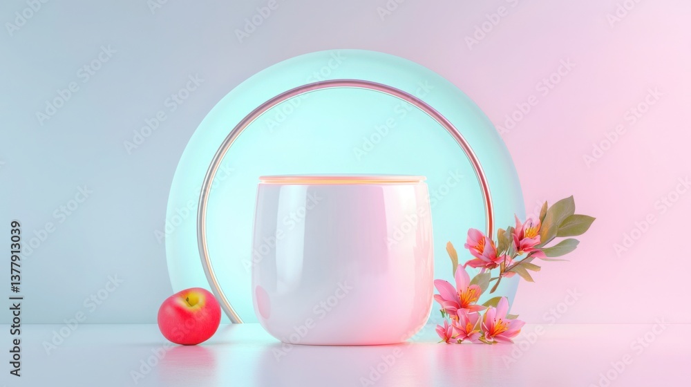 Poster elegant arrangement of a vase and a bright red symbolizing simplicity in design and aesthetic choice