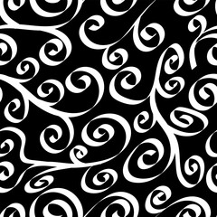 Monochrome seamless pattern floral background decorated with creeper leaves