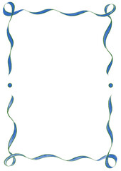 Bright Green & Dark Blue Wavy Ribbon Frame with Dots, wedding menu invitation border, hand drawn girl baby shower a4 birthday engagement party, bachelorette bachelor easter clown holiday vintage retro