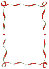 Green & Red Wavy Ribbon Frame with Dots, christmas wedding menu invitation border, hand drawn girl baby shower decoration, a4 birthday party, bachelorette bachelor xmas winter holiday vintage retro