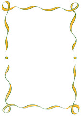 Bright Green & Orange Wavy Ribbon Frame with Dots, wedding menu invitation border, hand drawn baby shower, a4 birthday party, clown funfair, bachelorette bachelor st patricks day warm vintage retro