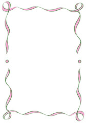 Bright Green & Light Pink Wavy Ribbon Frame with Dots, wedding menu invitation border, hand drawn girl baby shower, a4 wicked birthday engagement party, bachelorette bachelor holiday vintage retro