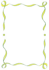 Bright Green & Yellow Wavy Ribbon Frame with Dots, wedding menu invitation border, hand drawn baby shower decoration, birthday party, clown funfair, bachelorette bachelor easter spring vintage retro