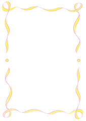 Pink & Yellow Wavy Ribbon Frame with Dots, wedding menu invitation border hand drawn baby shower a4 a5 a6 birthday engagement party, feminine, bachelorette bachelor easter clown holiday vintage retro