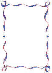 Red & Bright Blue Wavy Ribbon Frame with Dots, wedding menu invitation boarder, hand drawn baby shower, a4 birthday boat engagement party, clown summer style, bachelorette bachelor vintage retro