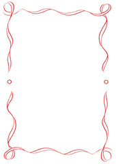 Red & White Wavy Ribbon Frame with Dots, wedding menu invitation boarder, hand drawn baby shower decoration, a4 a5 a6 birthday christmas party, clown funfair style, bachelorette bachelor vintage retro