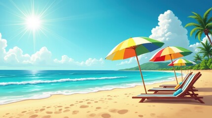the essence of a joyful summer day at the beach, inviting viewers to enjoy the warmth and beauty of the season