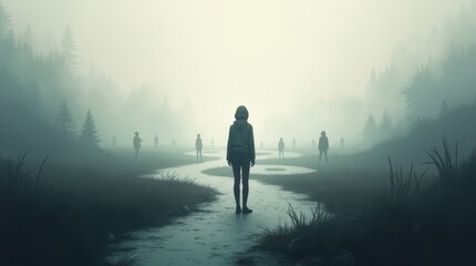 Obraz premium This image represents the uncertainty and choices faced in mental health journeys, evoking a sense of contemplation and decision-making